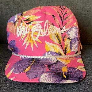 Classic 80s Retro Unisex Sun San Hot Pink Tropical Hat New Orleans Logo